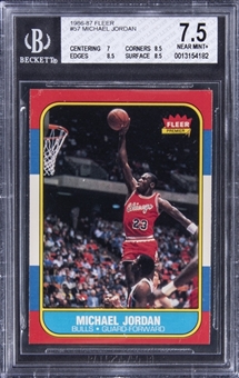 1986-87 Fleer #57 Michael Jordan Rookie Card – BGS NM+ 7.5